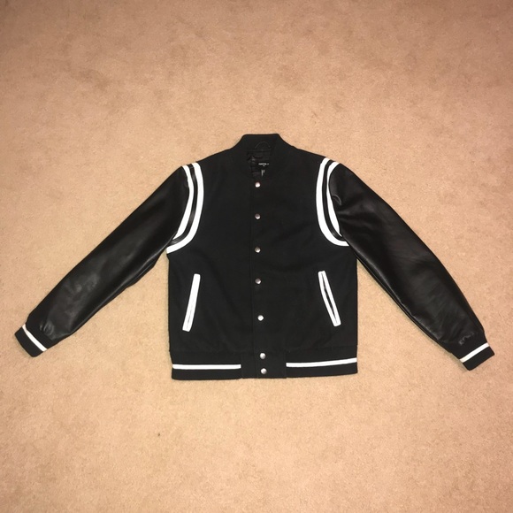black bomber jacket white stripes